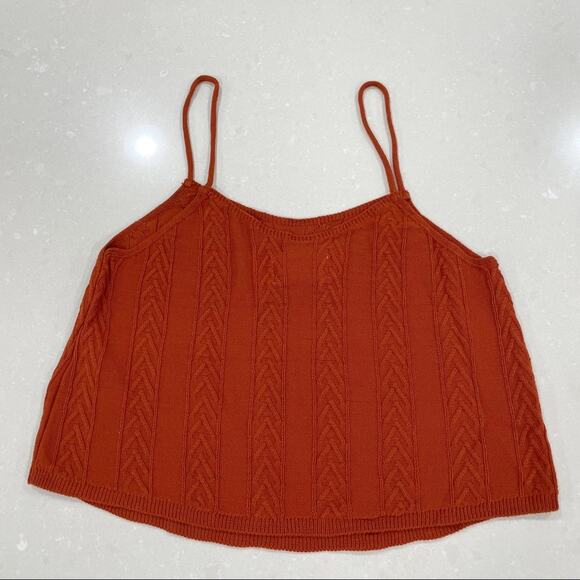 Anthropologie Cable Knit Wide Leg Pant Tank Top Set Burnt Orange XS - Picture 5 of 15